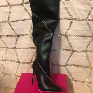 SHOE DAZZLE HEELED BOOTS ZIPPER BOOT
